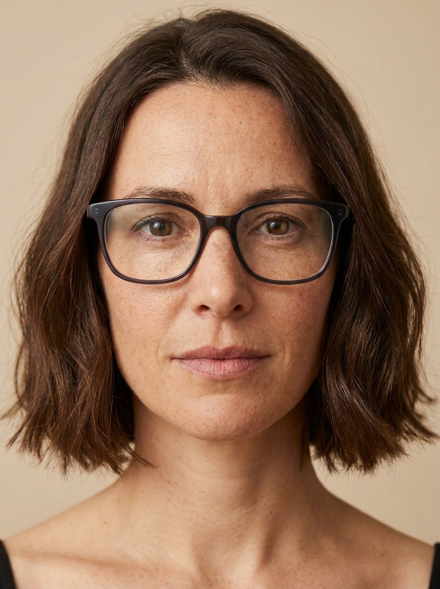 Kurzer Blunt Bob mit Brille als Kurzhaarfrisuren mit Brille Inspiration 2026